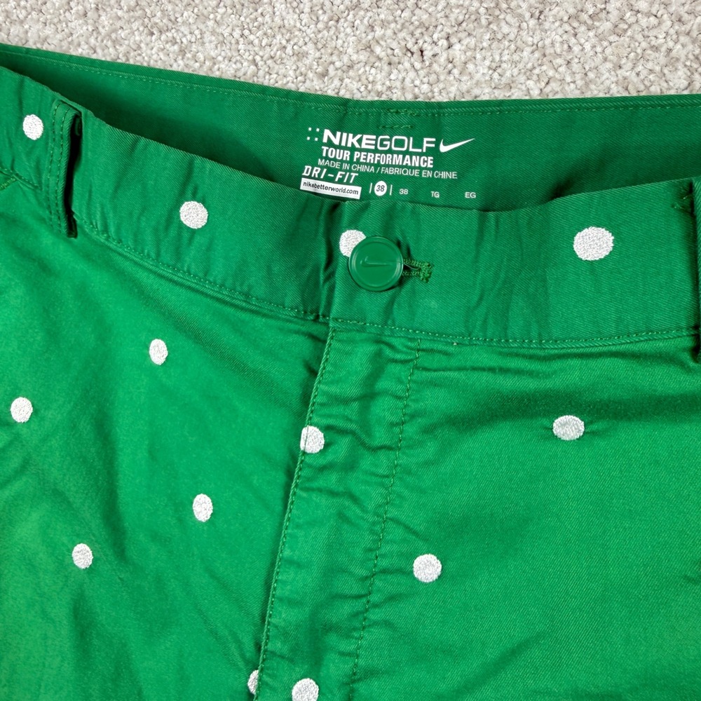 Nike‎ Golf Shorts Mens 38 Green Polka Dot Dri-FIT Tour Performance Athletic